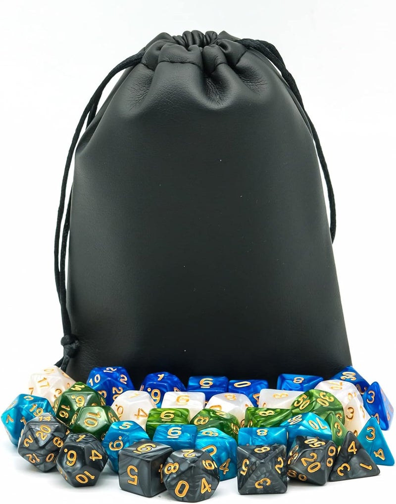 Poludie 5 Sets Dice DND Polyhedral Dice Set (35pcs) with 1 Leather Die Bag, D&D Die Set for Dungeons and Dragons, RPG Table Games. (5Sets/35Pcs) - Image 5